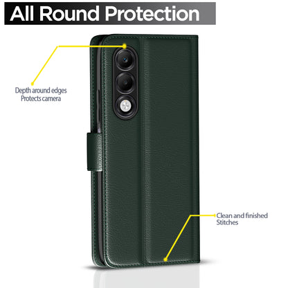 Pikkme Oppo K13x 5G Premium Leather Finish Vintage Flip Cover (Green)