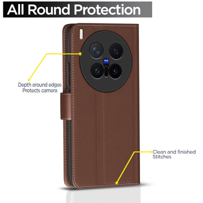 Pikkme Vivo X300 Pro 5G Double Contrast Leather Finish Flip Cover (Tan)