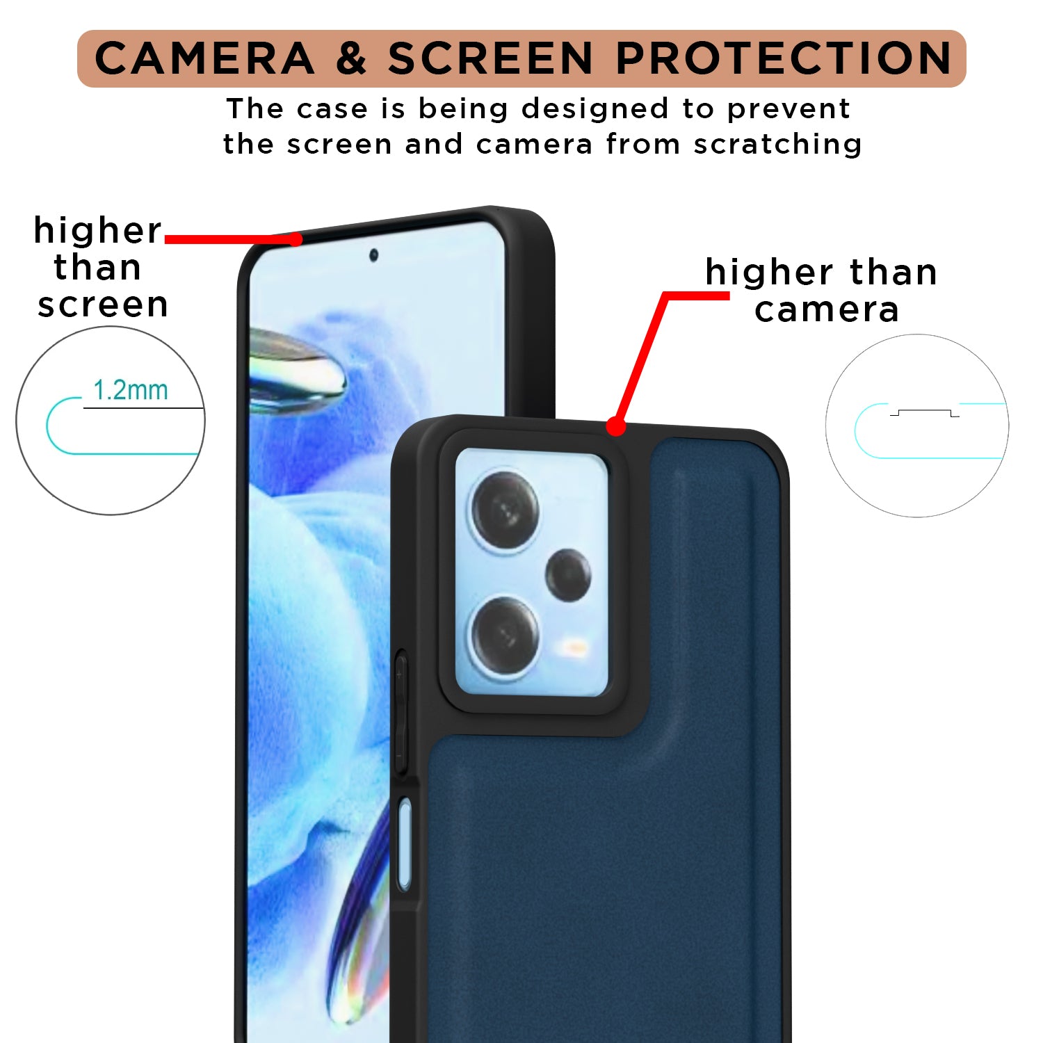 Pikkme Mi Redmi 12 5G / Poco M6 Pro 5G Premium Super Soft-Touch Leatherback Case (Blue)