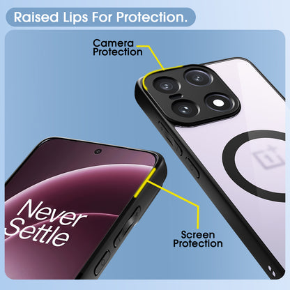Pikkme OnePlus 15 5G Eagle 2 Mag-Safe Shockproof Hard Transparent Back Cover (Black)