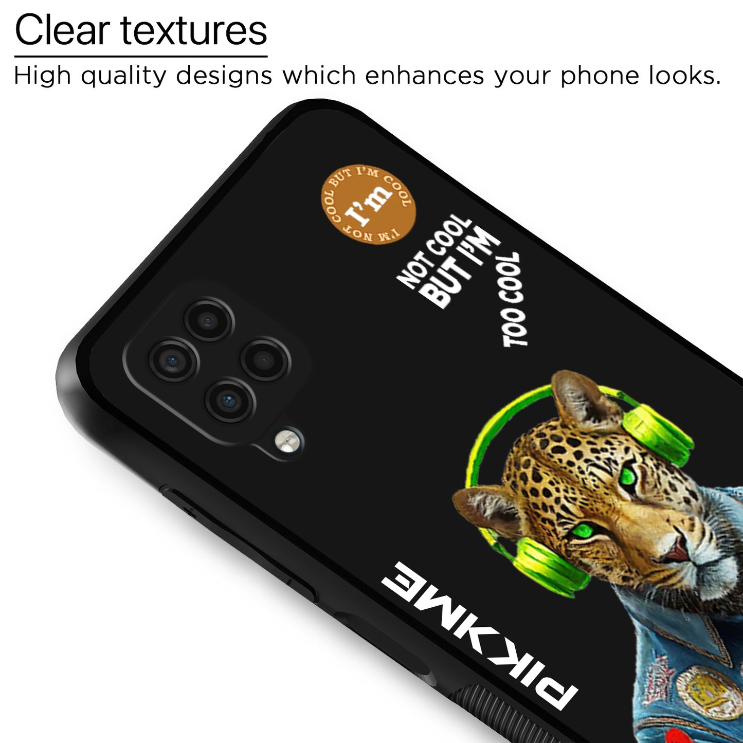 Pikkme Back Cover Pc Tpu + Printed Cool Funky Stylish Black Leopard Swag Raised Edges Camera Protection |Bumper Case For Samsung Galaxy M12 (Design 03)