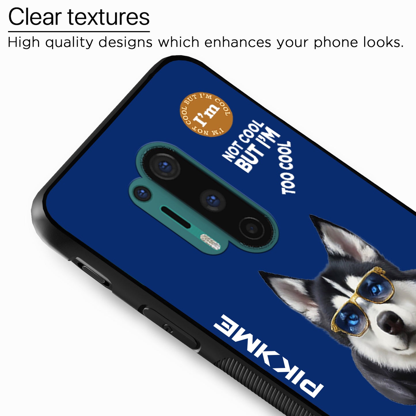 Pikkme Back Cover Pc Tpu + Printed Cool Funky Stylish Blue Dog Swag Raised Edges Camera Protection |Bumper Case For OnePlus 8 Pro (Design 08)