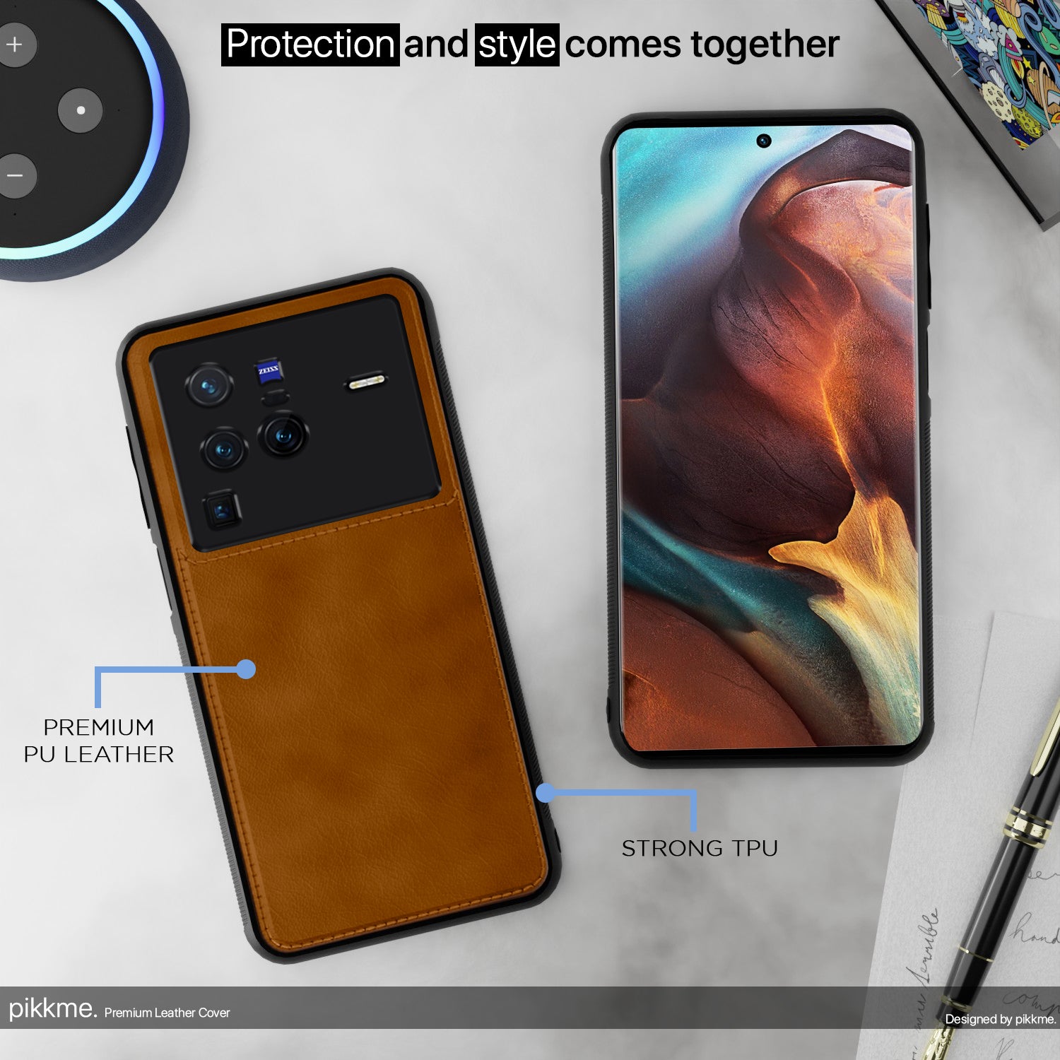 Pikkme Vivo X80 Pro Leatherback Back Case | Brown