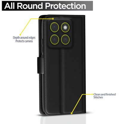 Pikkme Motorola Moto Edge 70 5G Premium Leather Finish Vintage Flip Cover (Black)