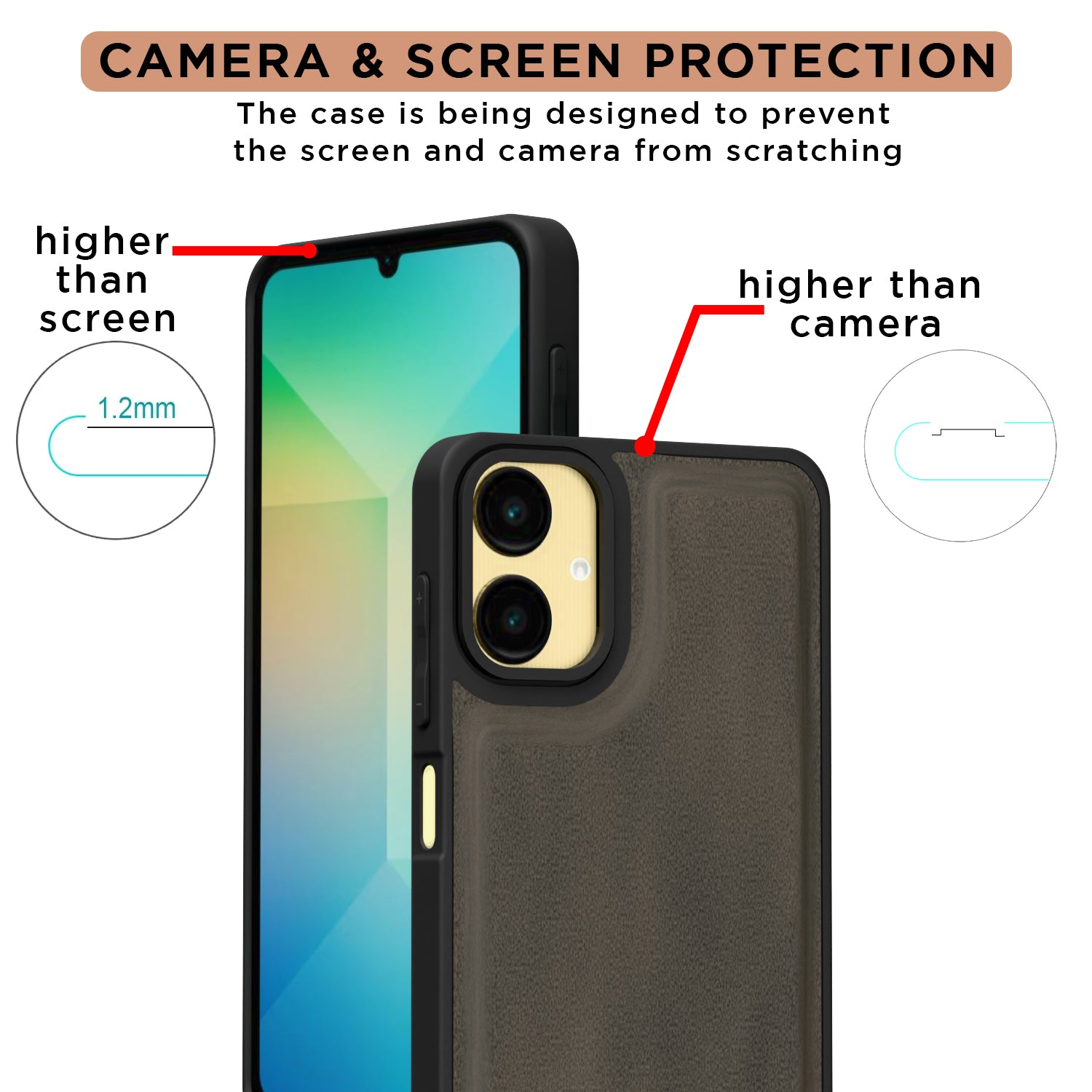 Pikkme Samsung Galaxy A06 Premium Super Soft-Touch Leatherback Case (Brown)