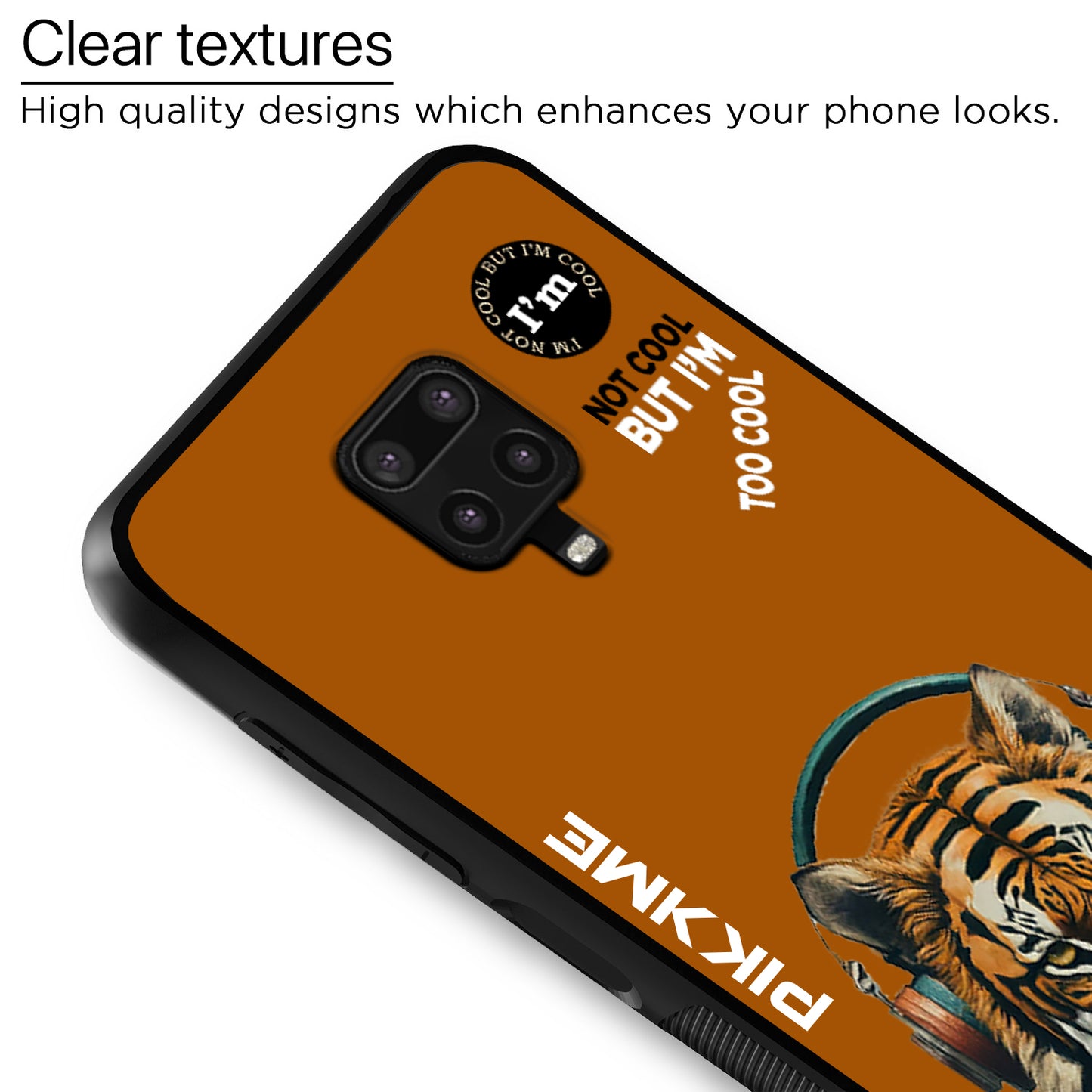 Pikkme Back Cover Pc Tpu + Printed Cool Funky Stylish Brown Tiger Swag Raised Edges Camera Protection |Bumper Case For Redmi Note 9 Pro (Design 09)