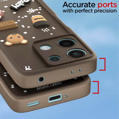 Pikkme Redmi Note 13 5G Cute Fun Cartoon 3D Bear Coffee Back Cover (Brown)