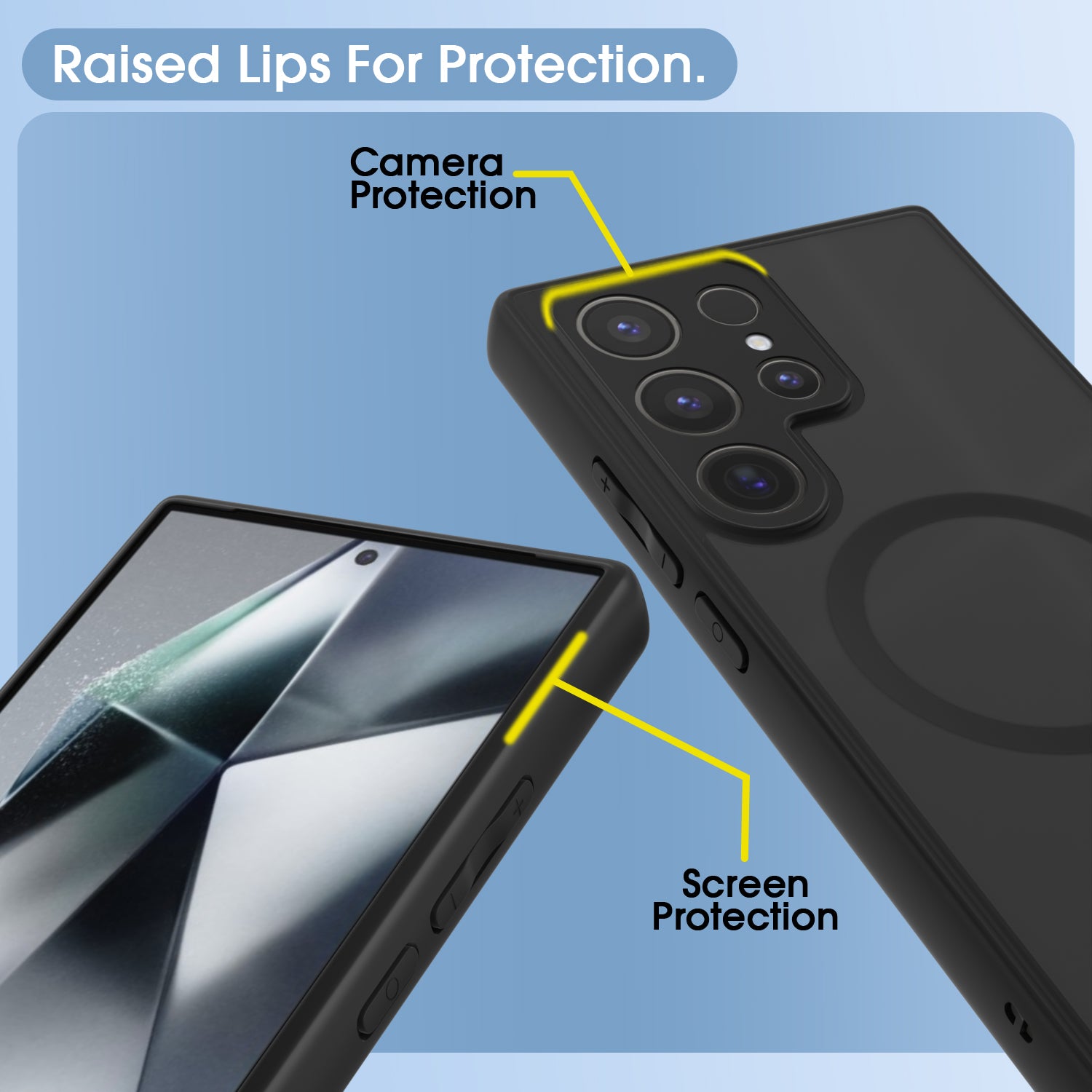 Pikkme Samsung Galaxy S23 Ultra 5G Eagle 2 Mag-Safe Smoke Shockproof Hard Transparent Back Cover (Black)