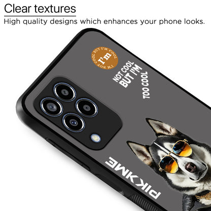 Pikkme Back Cover Pc Tpu + Printed Cool Funky Stylish Grey Dog Swag Raised Edges Camera Protection |Bumper Case For Samsung Galaxy M33 5G (Design 02)