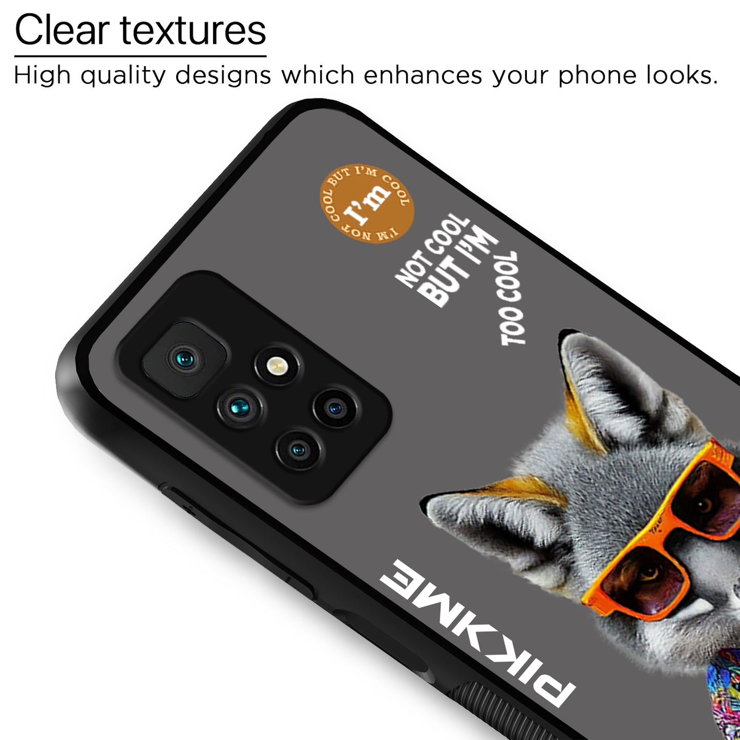 Pikkme Back Cover Pc Tpu + Printed Cool Funky Stylish Grey Wolf Swag Raised Edges Camera Protection |Bumper Case For Redmi 10 Prime (Design 01)