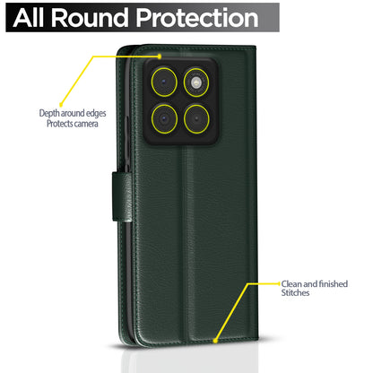 Pikkme Motorola Moto Edge 70 5G Premium Leather Finish Vintage Flip Cover (Green)