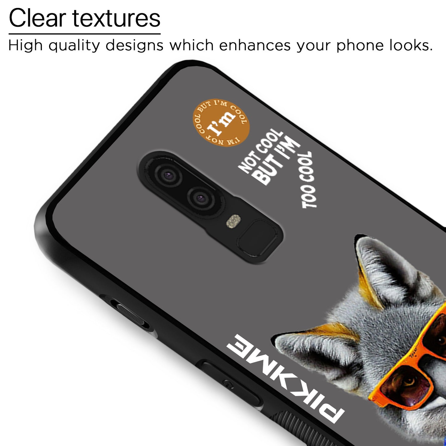 Pikkme Back Cover Pc Tpu + Printed Cool Funky Stylish Grey Wolf Swag Raised Edges Camera Protection |Bumper Case For OnePlus 6 (Design 01)