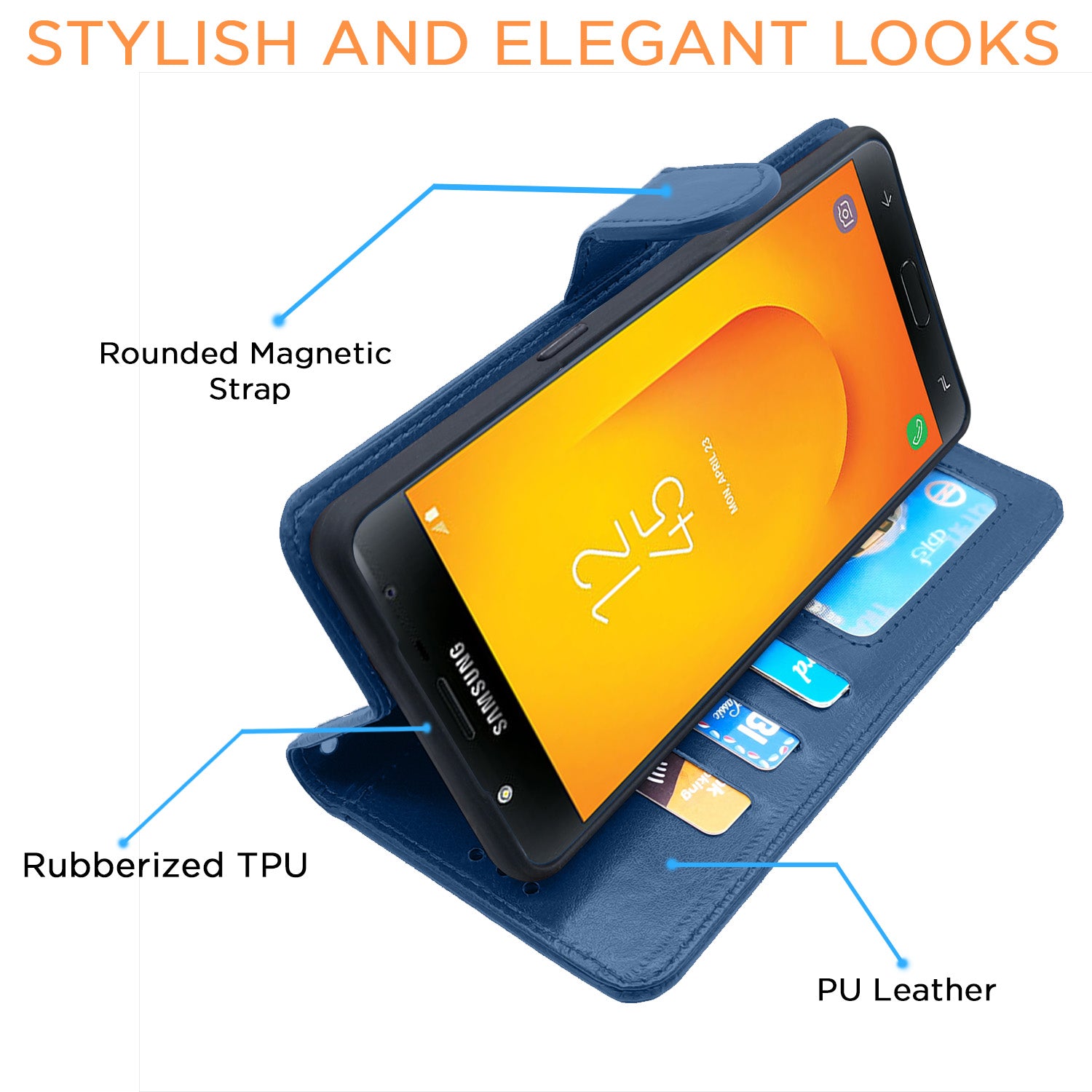 Pikkme Samsung Galaxy J7 Duo Vintage Flip Cover (Blue)