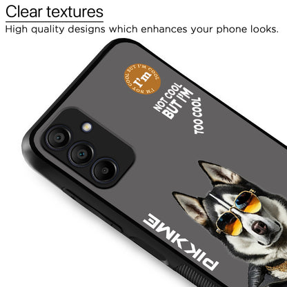 Pikkme Back Cover Pc Tpu + Printed Cool Funky Stylish Grey Dog Swag Raised Edges Camera Protection |Bumper Case For Samsung Galaxy A15 (Design 02)