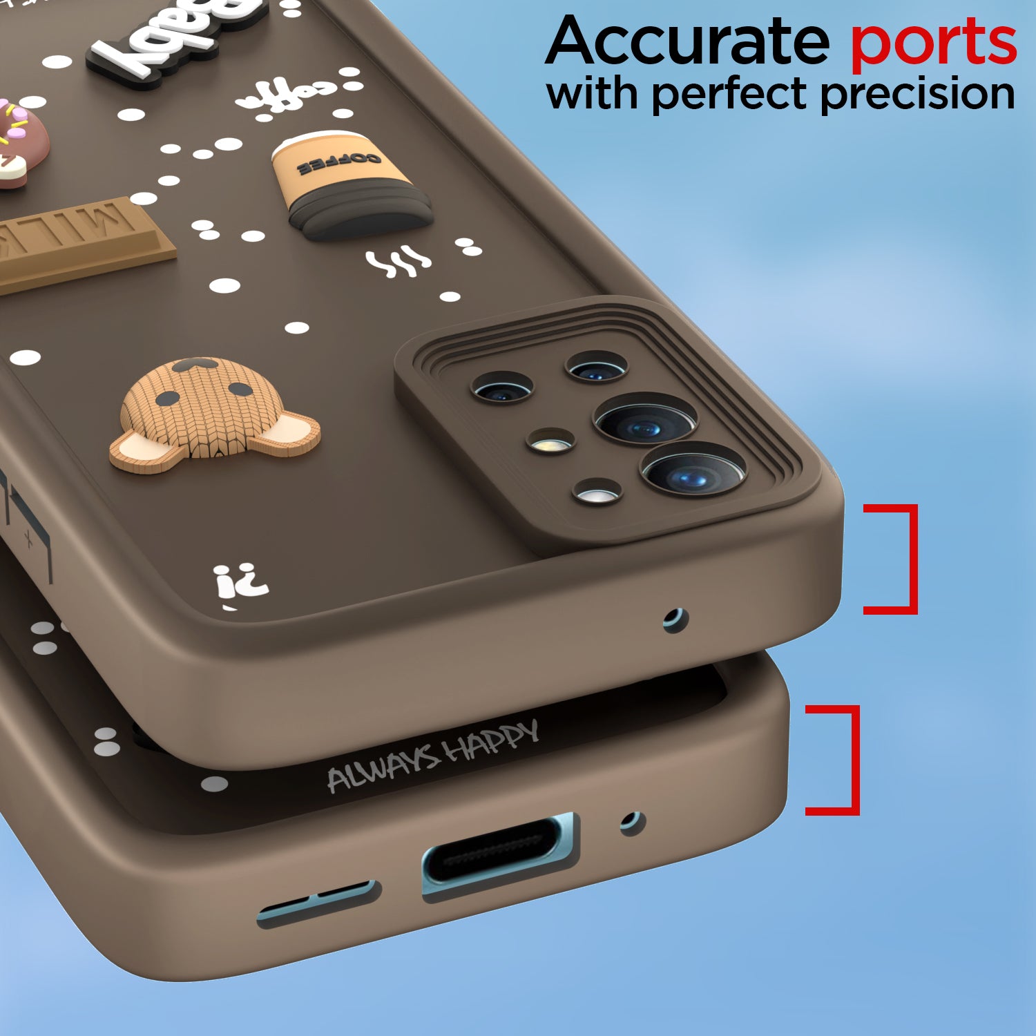 Pikkme OnePlus 9R 5G Cute Fun Cartoon 3D Bear Coffee Back Cover (Brown)
