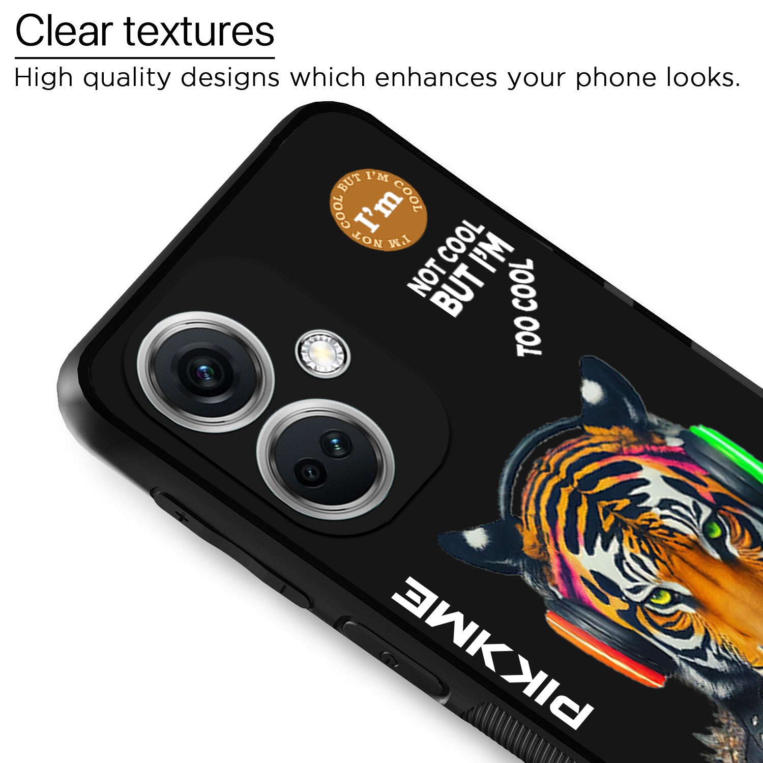 Pikkme Back Cover Pc Tpu + Printed Cool Funky Stylish Black Tiger Swag Raised Edges Camera Protection |Bumper Case For OnePlus Nord Ce 3 5G