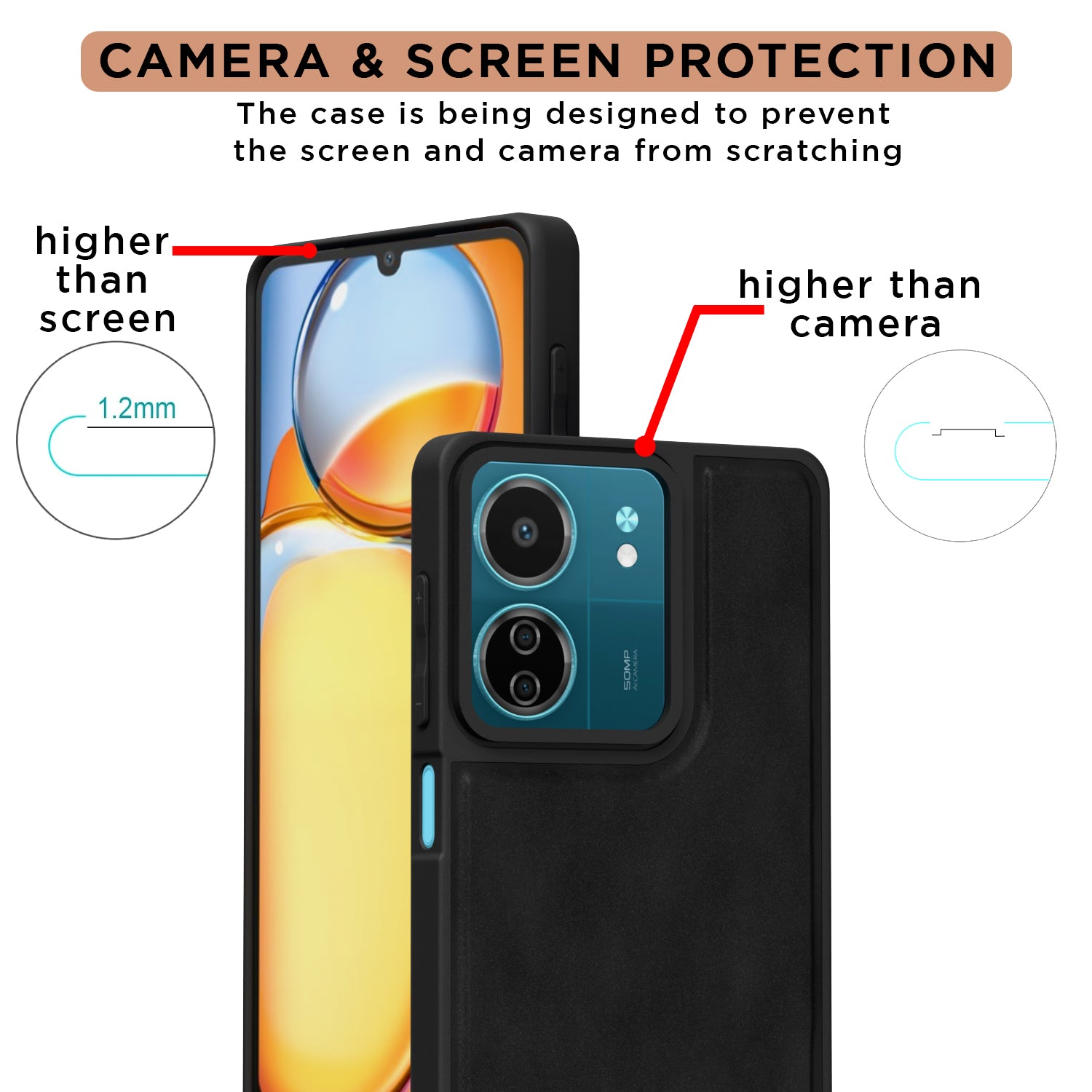 Pikkme Redmi 13C 5G Premium Leatherback Case (Black)