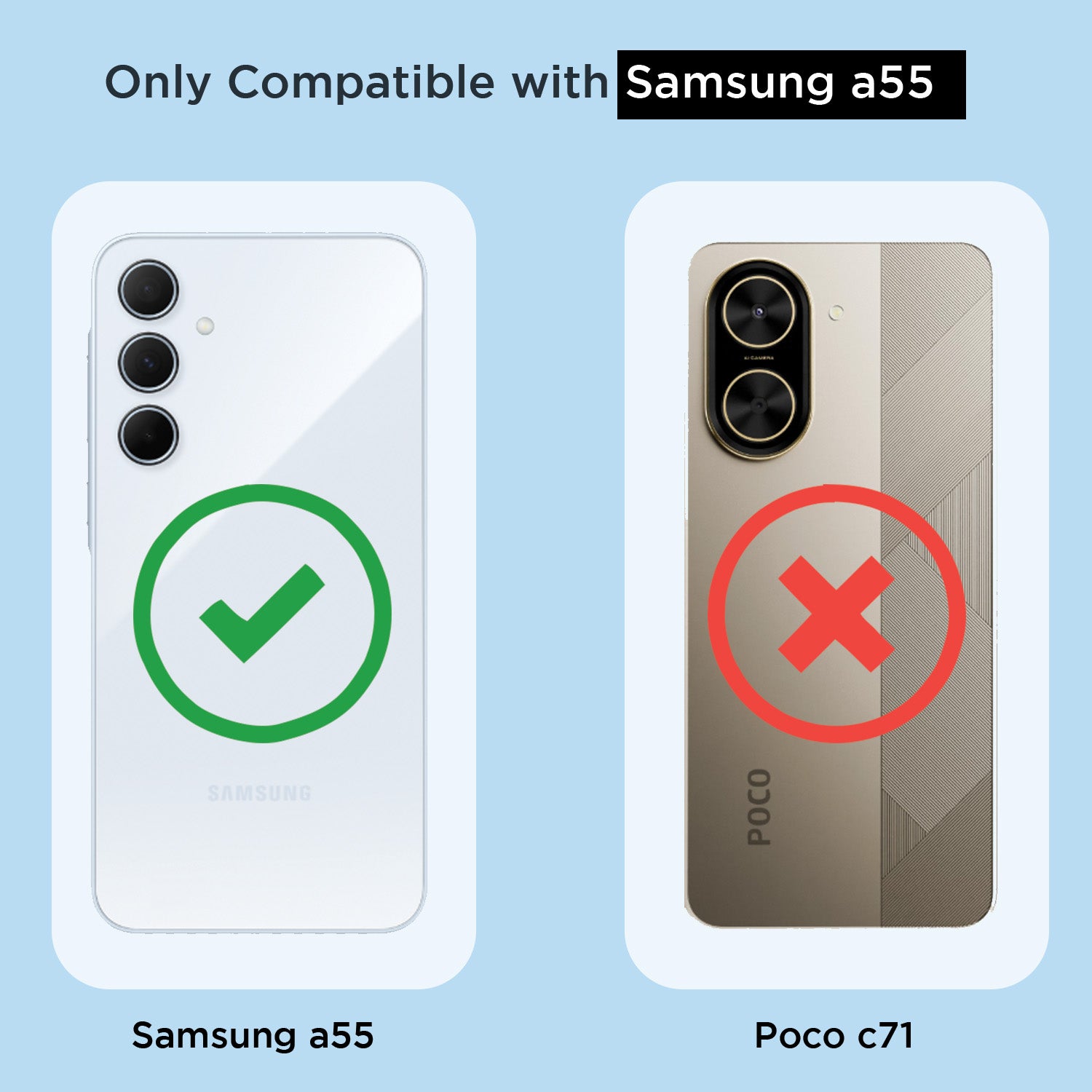 Pikkme Samsung Galaxy A55 5G Mag-Safe Shockproof PC + TPU Back Cover (Transparent)