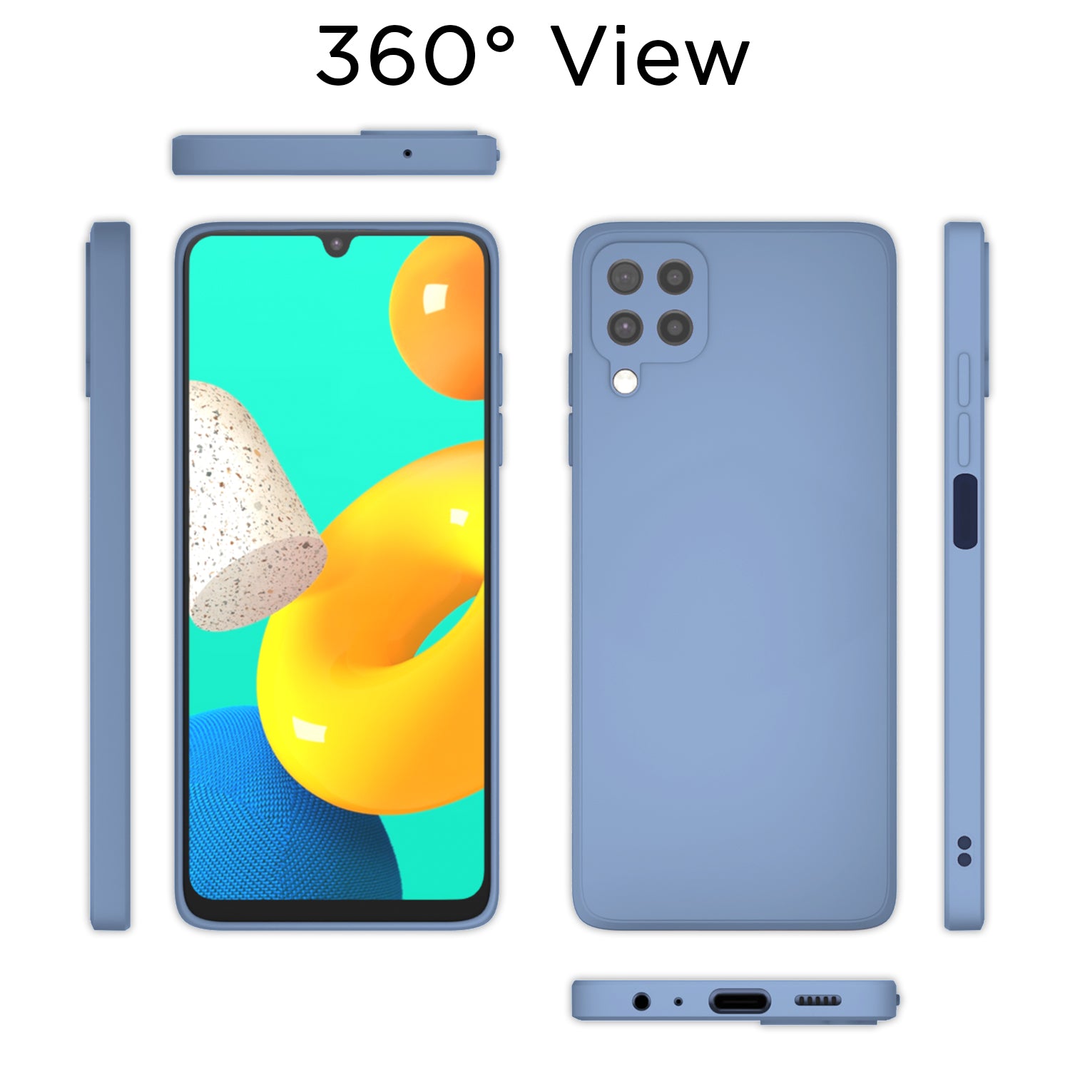 Pikkme Samsung Galaxy M32 4G / M32 Prime / F22 4G Soft Matte Liquid Silicone Back Cover (Aqua Blue)