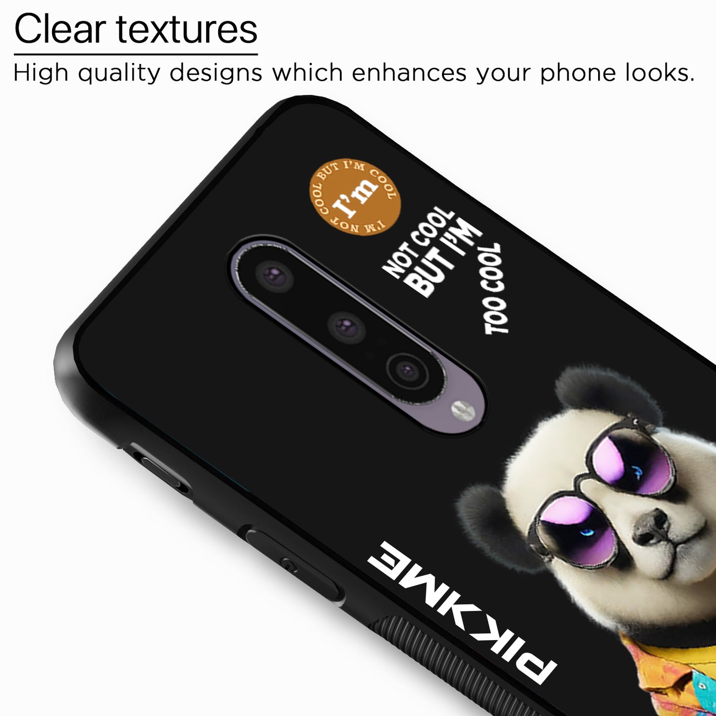 Pikkme Back Cover Pc Tpu + Printed Cool Funky Stylish Black Panda Swag Raised Edges Camera Protection |Bumper Case For OnePlus 8 (Design 05)