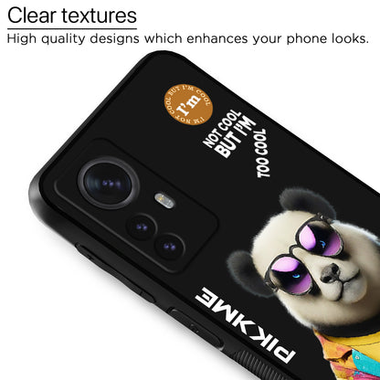 Pikkme Back Cover Pc Tpu + Printed Cool Funky Stylish Black Panda Swag Raised Edges Camera Protection |Bumper Case For Xiaomi 12 Pro (Design 05)