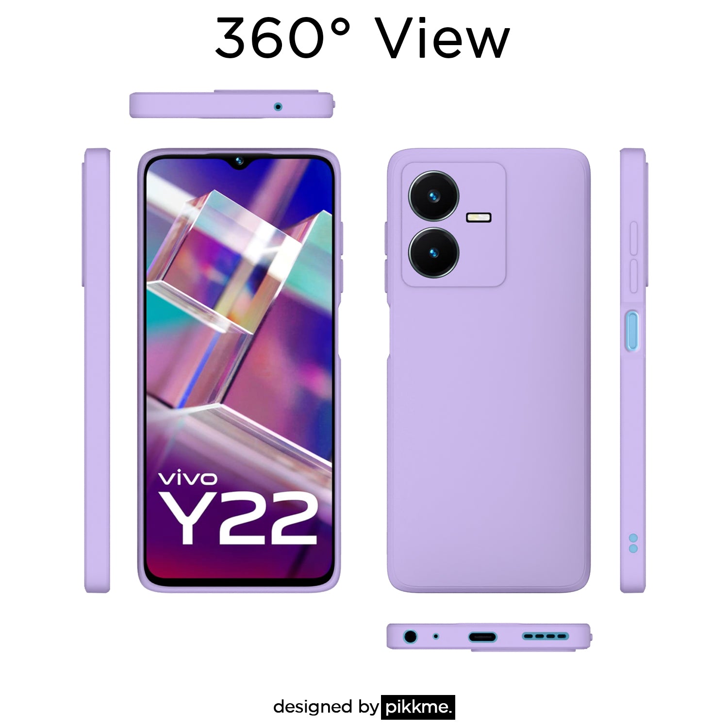Pikkme Vivo Y22 Soft Matte Silicone Shockproof Case | Purple
