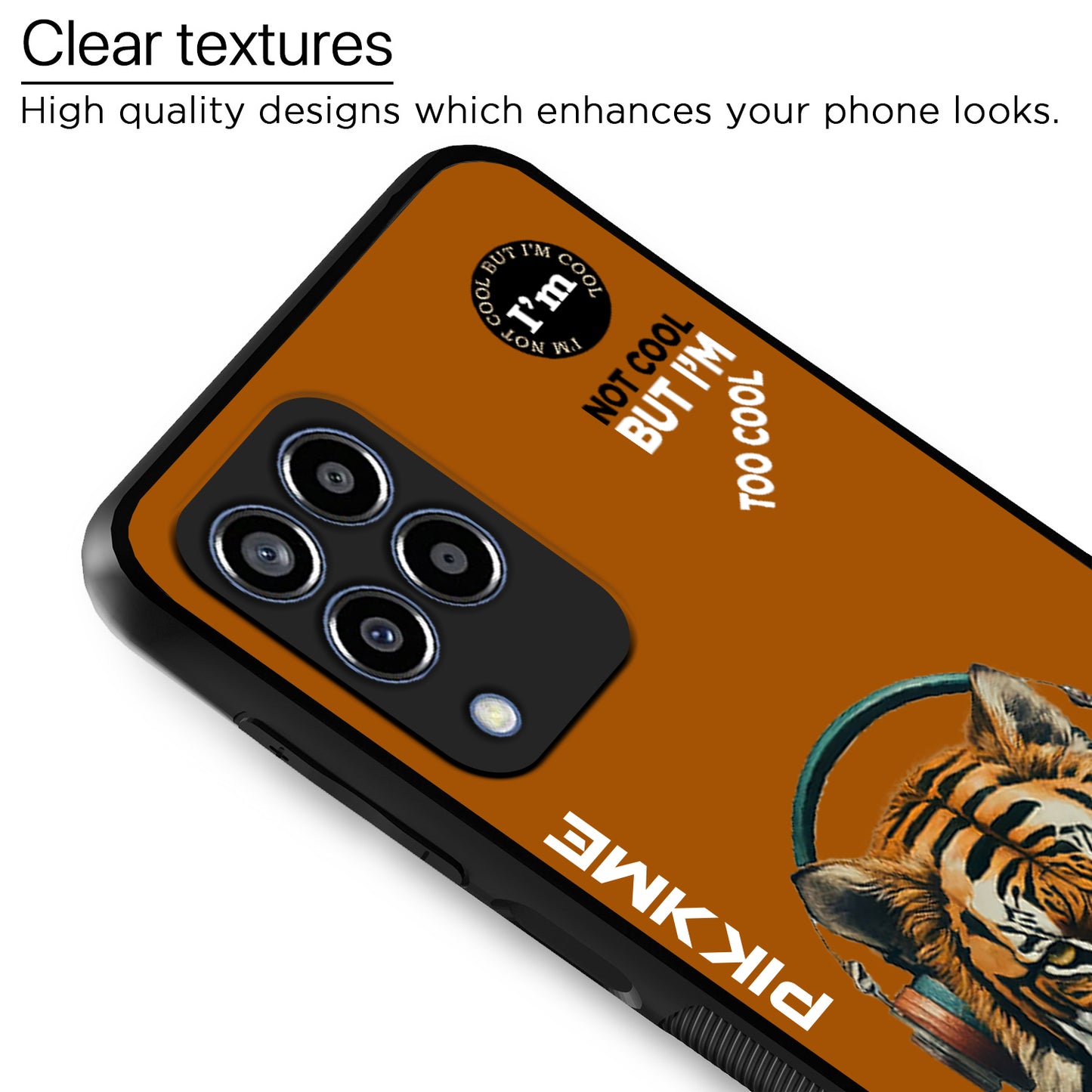 Pikkme Back Cover Pc Tpu + Printed Cool Funky Stylish Brown Tiger Swag Raised Edges Camera Protection |Bumper Case For Samsung Galaxy M33 5G (Design 09)