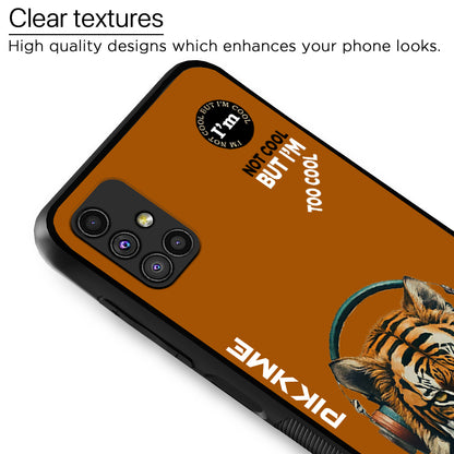 Pikkme Back Cover Pc Tpu + Printed Cool Funky Stylish Brown Tiger Swag Raised Edges Camera Protection |Bumper Case For Samsung Galaxy M51 (Design 09)