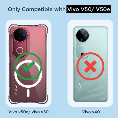 Pikkme Vivo V50 5G / V50e 5G Mag-Safe Shockproof PC + TPU Back Cover (Transparent)