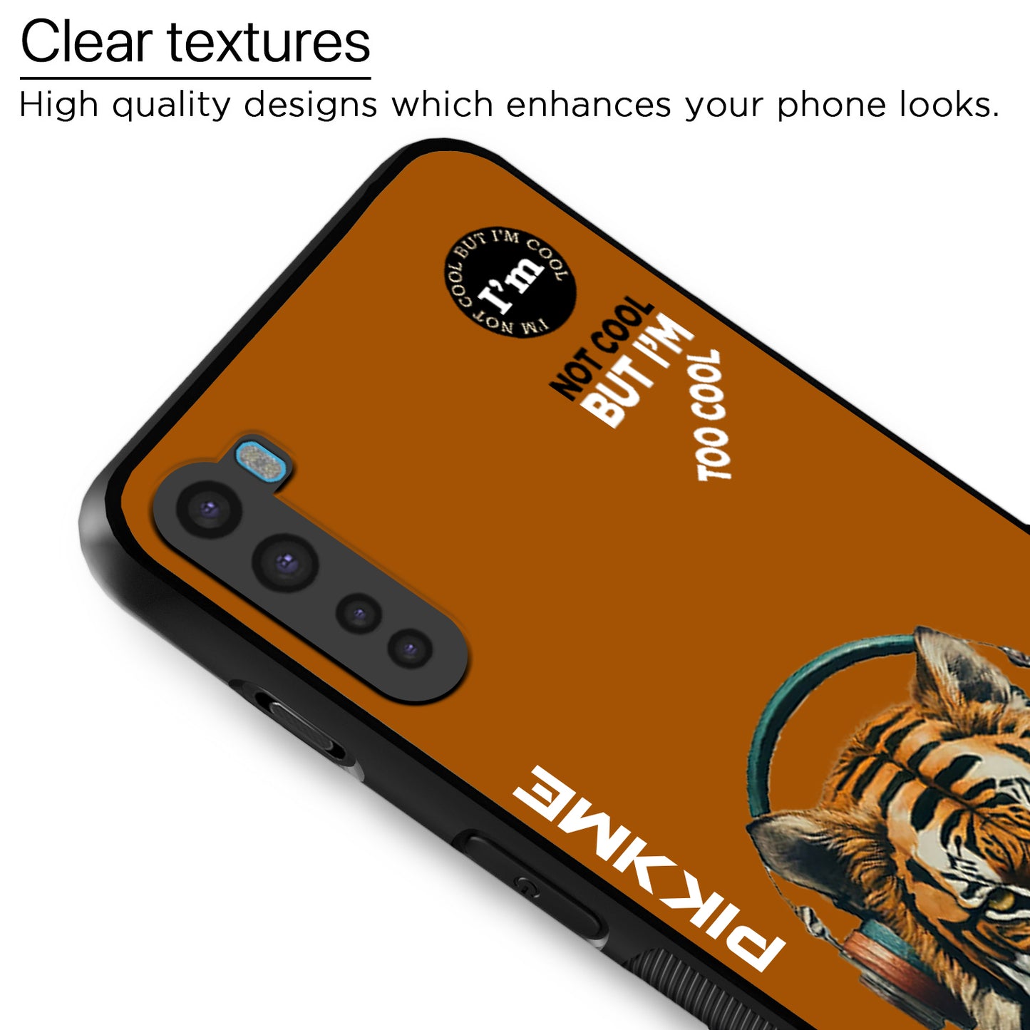 Pikkme Back Cover Pc Tpu + Printed Cool Funky Stylish Brown Tiger Swag Raised Edges Camera Protection |Bumper Case For OnePlus Nord (Design 09)