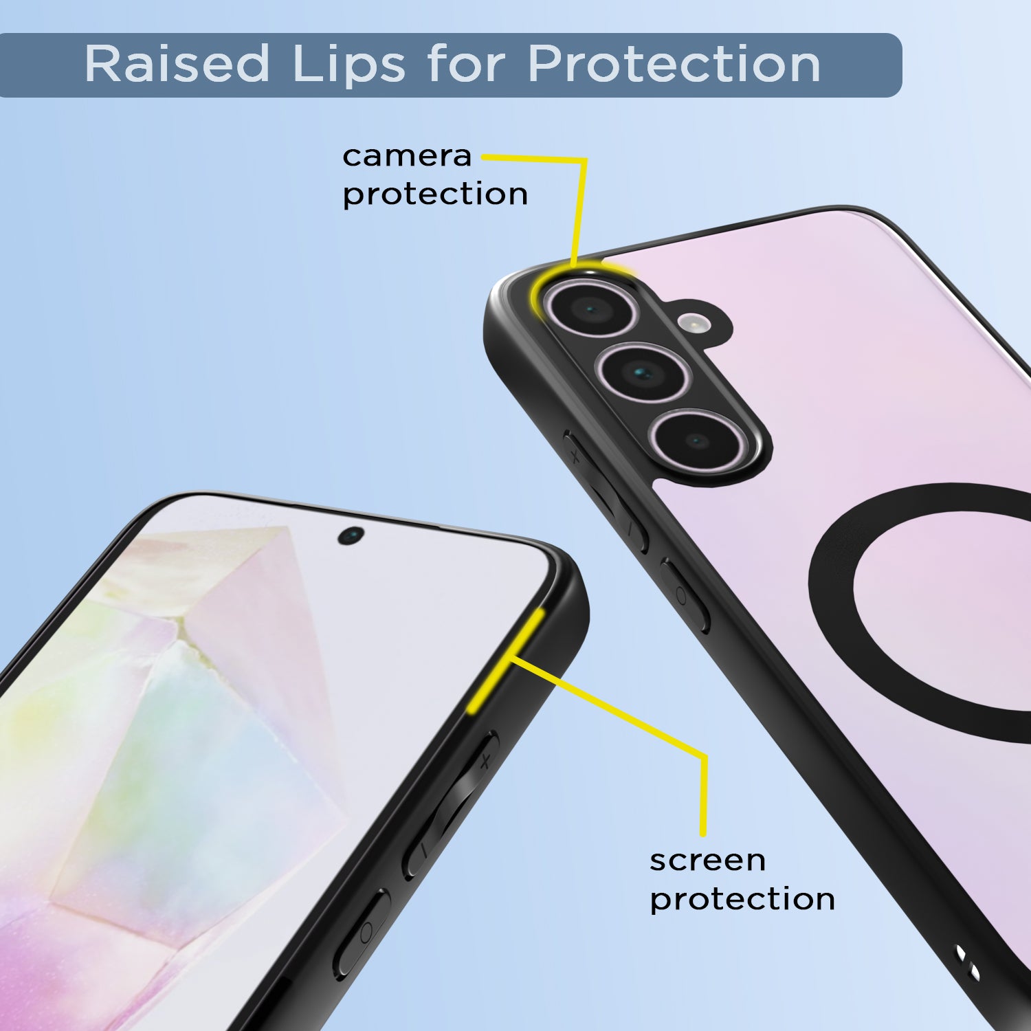 Pikkme Samsung Galaxy A35 5G Eagle 2 Mag-Safe Shockproof Hard Transparent Back Cover (Black)