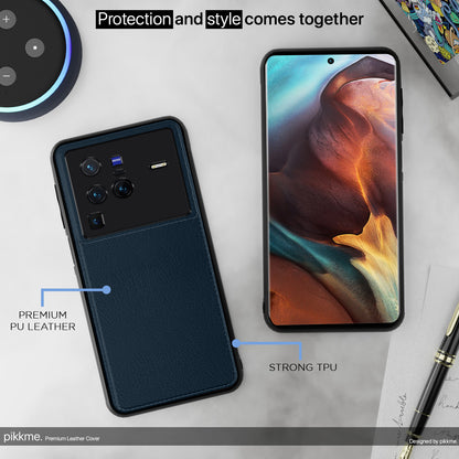 Pikkme Vivo X80 Pro Leatherback Back Case | Blue