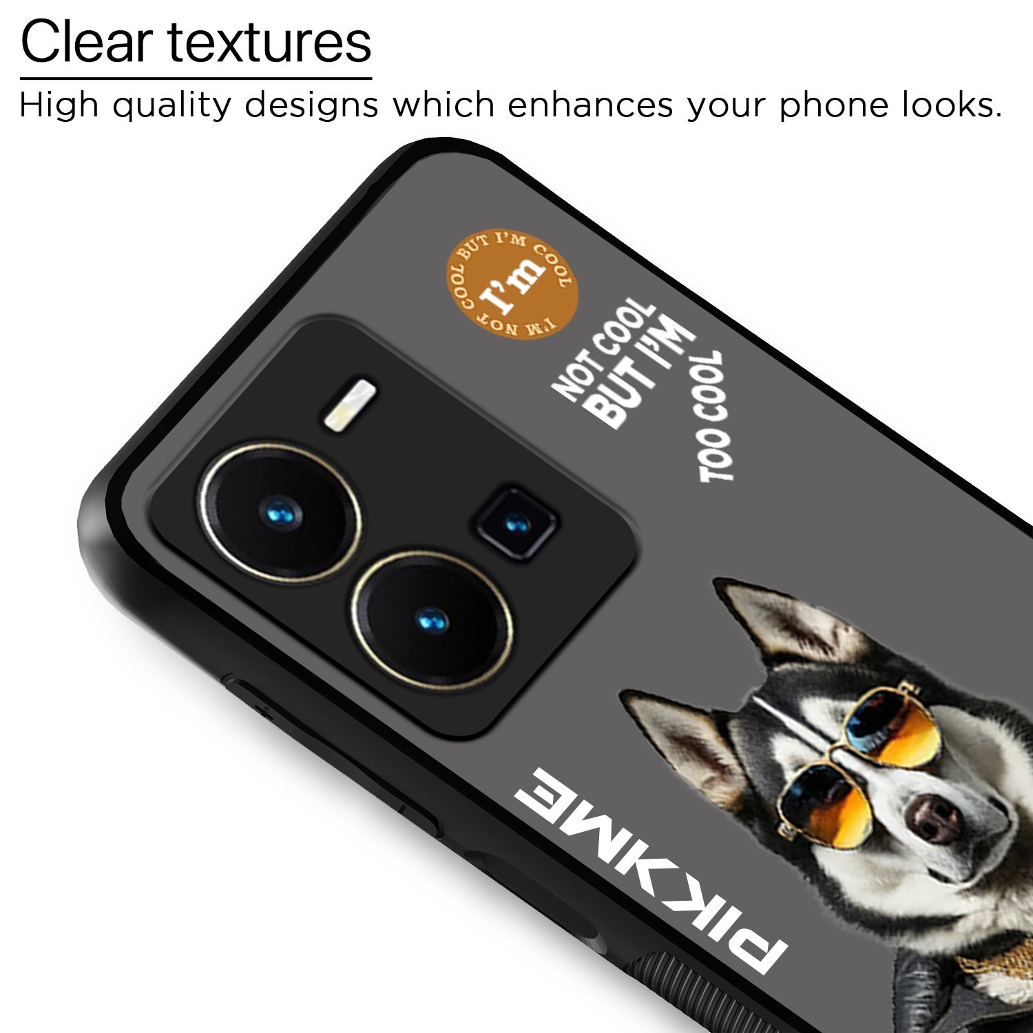 Pikkme Grey Dog Swag Vivo Y35 Nim2 Back Cover (Design 02)