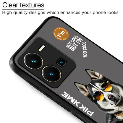 Pikkme Back Cover Pc Tpu + Printed Cool Funky Stylish Grey Dog Swag Raised Edges Camera Protection |Bumper Case For Vivo Y35 (Design 02)