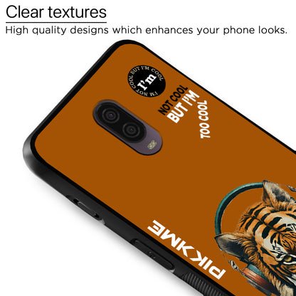 Pikkme Back Cover Pc Tpu + Printed Cool Funky Stylish Brown Tiger Swag Raised Edges Camera Protection |Bumper Case For OnePlus 6T (Design 09)