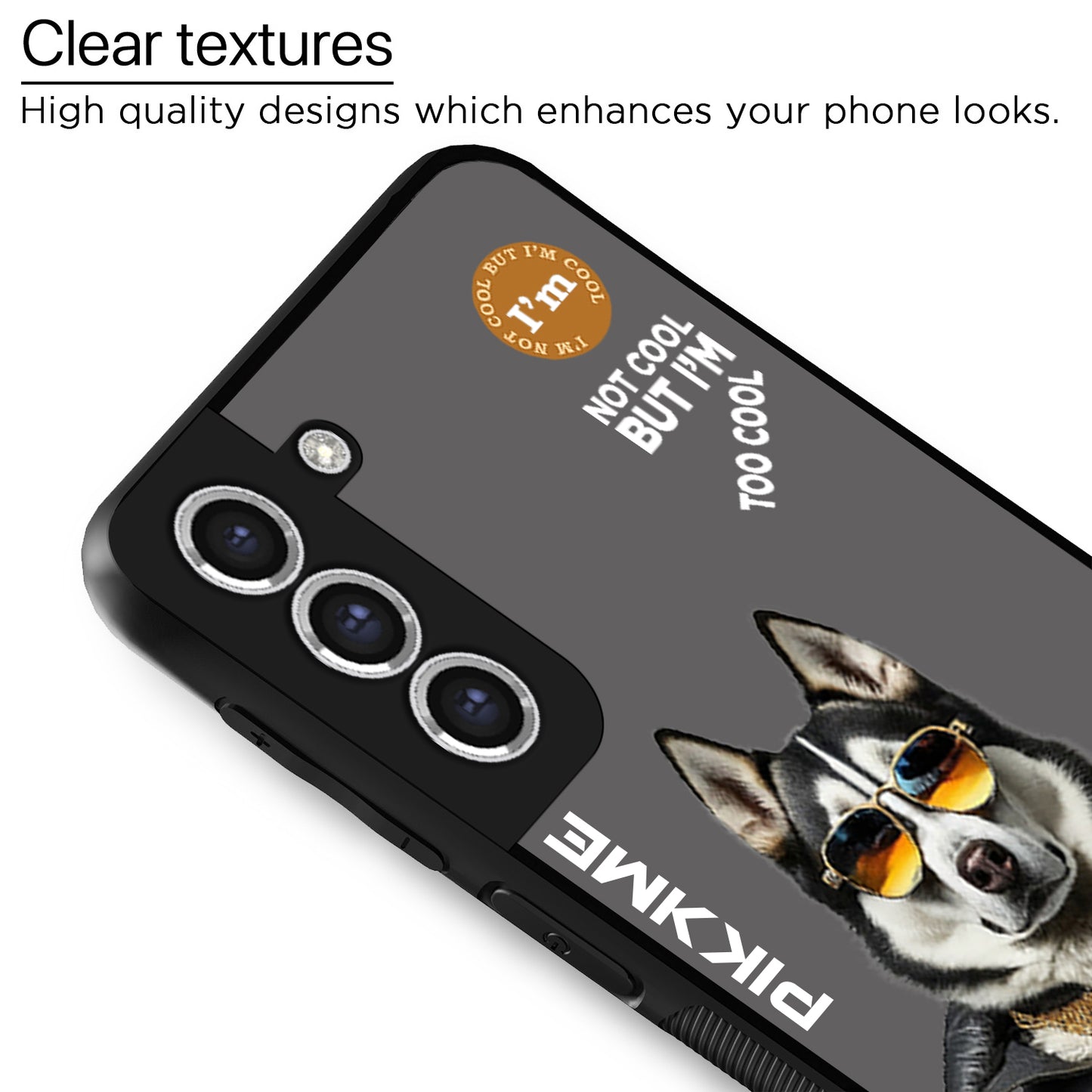 Pikkme Back Cover Pc Tpu + Printed Cool Funky Stylish Grey Dog Swag Raised Edges Camera Protection |Bumper Case For Samsung Galaxy S21 Fe (Design 02)