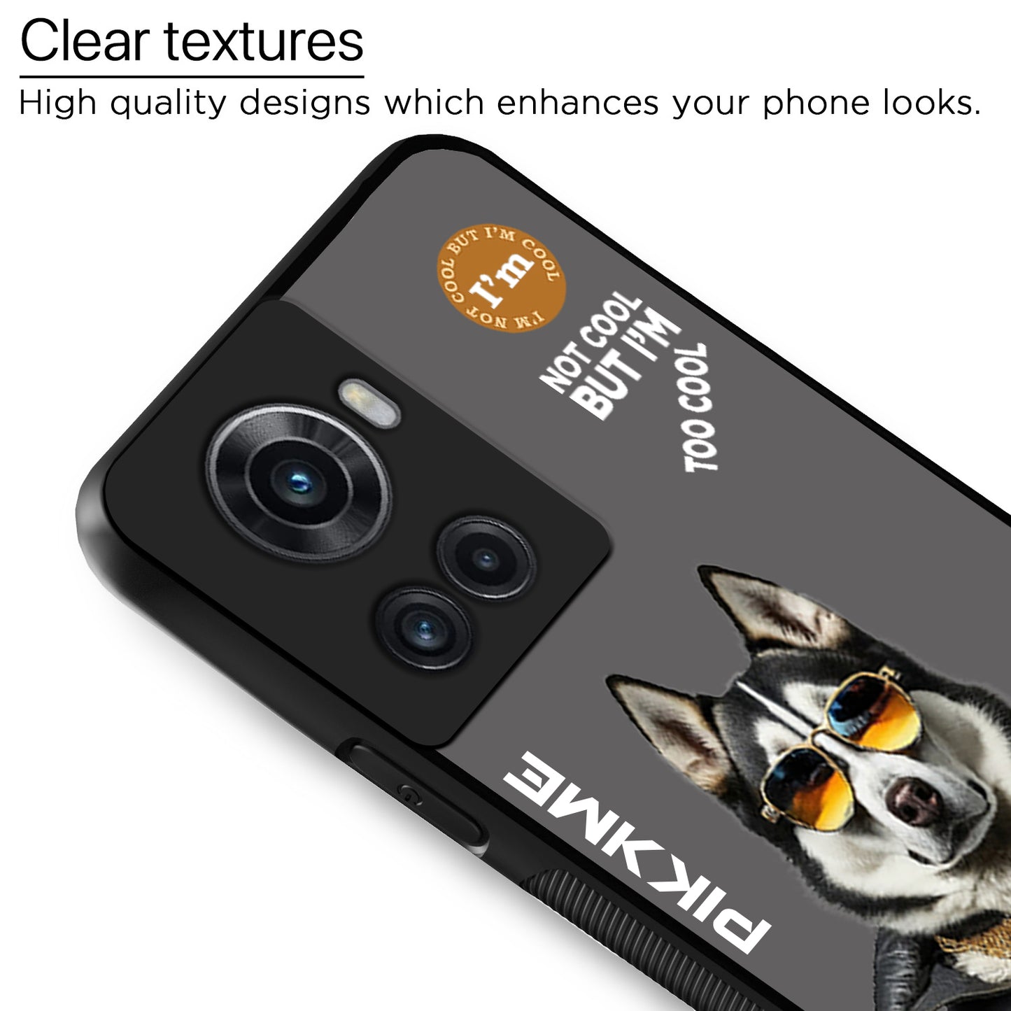 Pikkme Back Cover Pc Tpu + Printed Cool Funky Stylish Grey Dog Swag Raised Edges Camera Protection |Bumper Case For OnePlus 10R (Design 02)