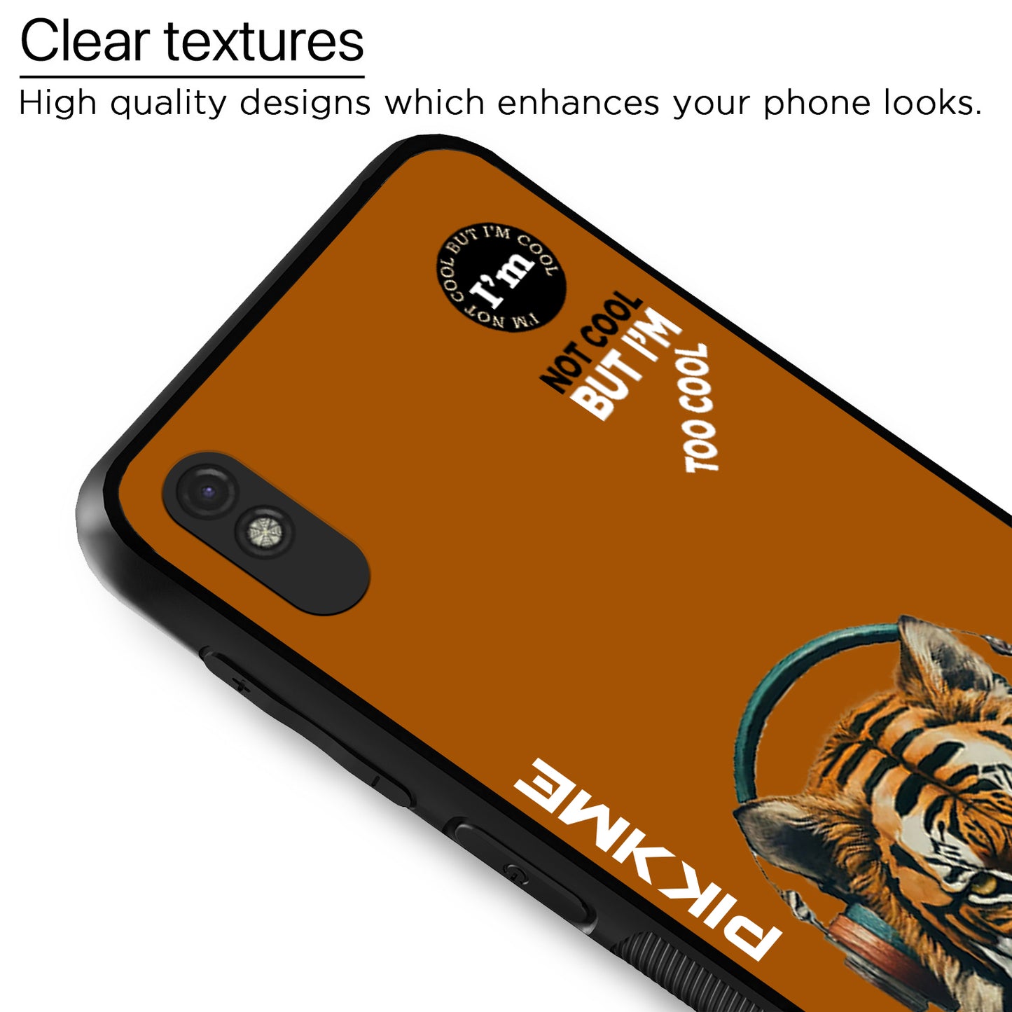 Pikkme Back Cover Pc Tpu + Printed Cool Funky Stylish Brown Tiger Swag Raised Edges Camera Protection |Bumper Case For Redmi 9A (Design 09)