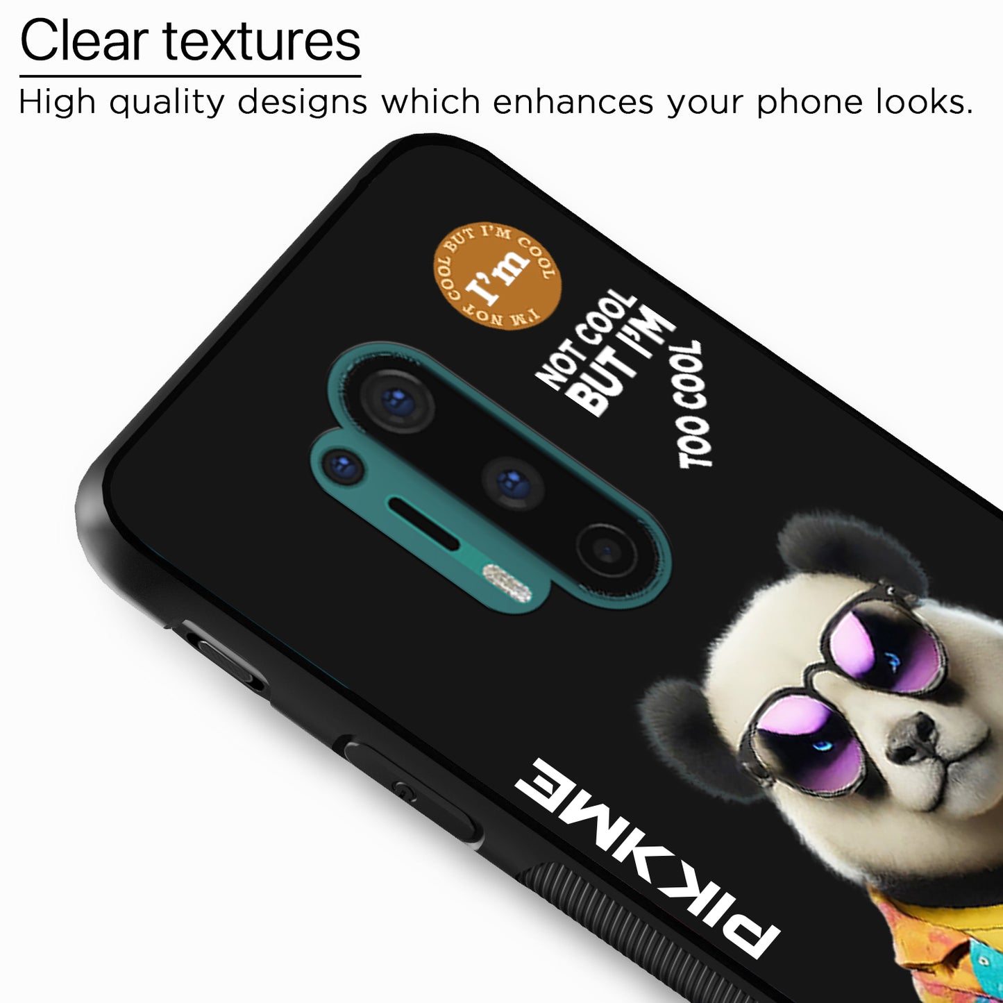 Pikkme Back Cover Pc Tpu + Printed Cool Funky Stylish Black Panda Swag Raised Edges Camera Protection |Bumper Case For OnePlus 8 Pro (Design 05)