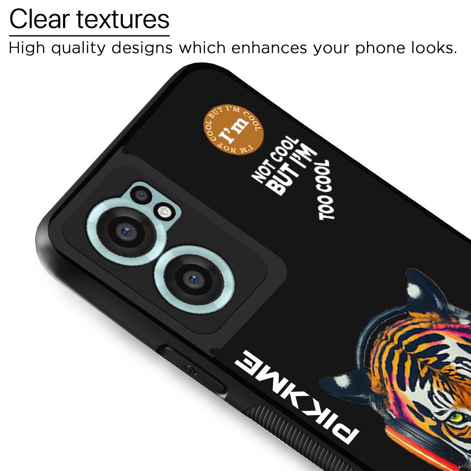 Pikkme Back Cover Pc Tpu + Printed Cool Funky Stylish Black Tiger Swag Raised Edges Camera Protection |Bumper Case For OnePlus Nord Ce 2 5G