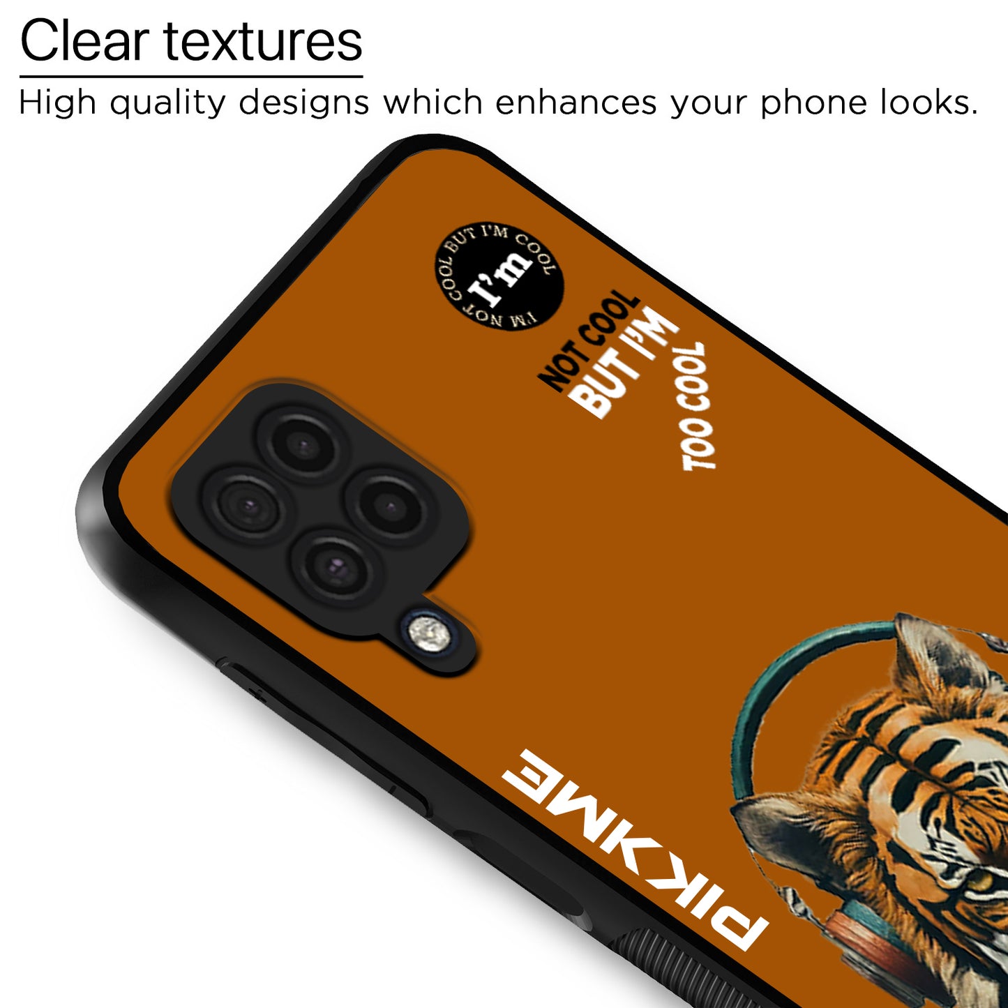 Pikkme Back Cover Pc Tpu + Printed Cool Funky Stylish Brown Tiger Swag Raised Edges Camera Protection |Bumper Case For Samsung Galaxy M32 4G (Design 09)