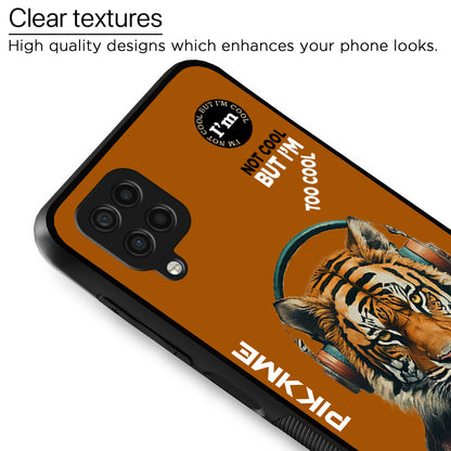 Pikkme Back Cover Pc Tpu + Printed Cool Funky Stylish Brown Tiger Swag Raised Edges Camera Protection |Bumper Case For Samsung Galaxy M12 (Design 09)