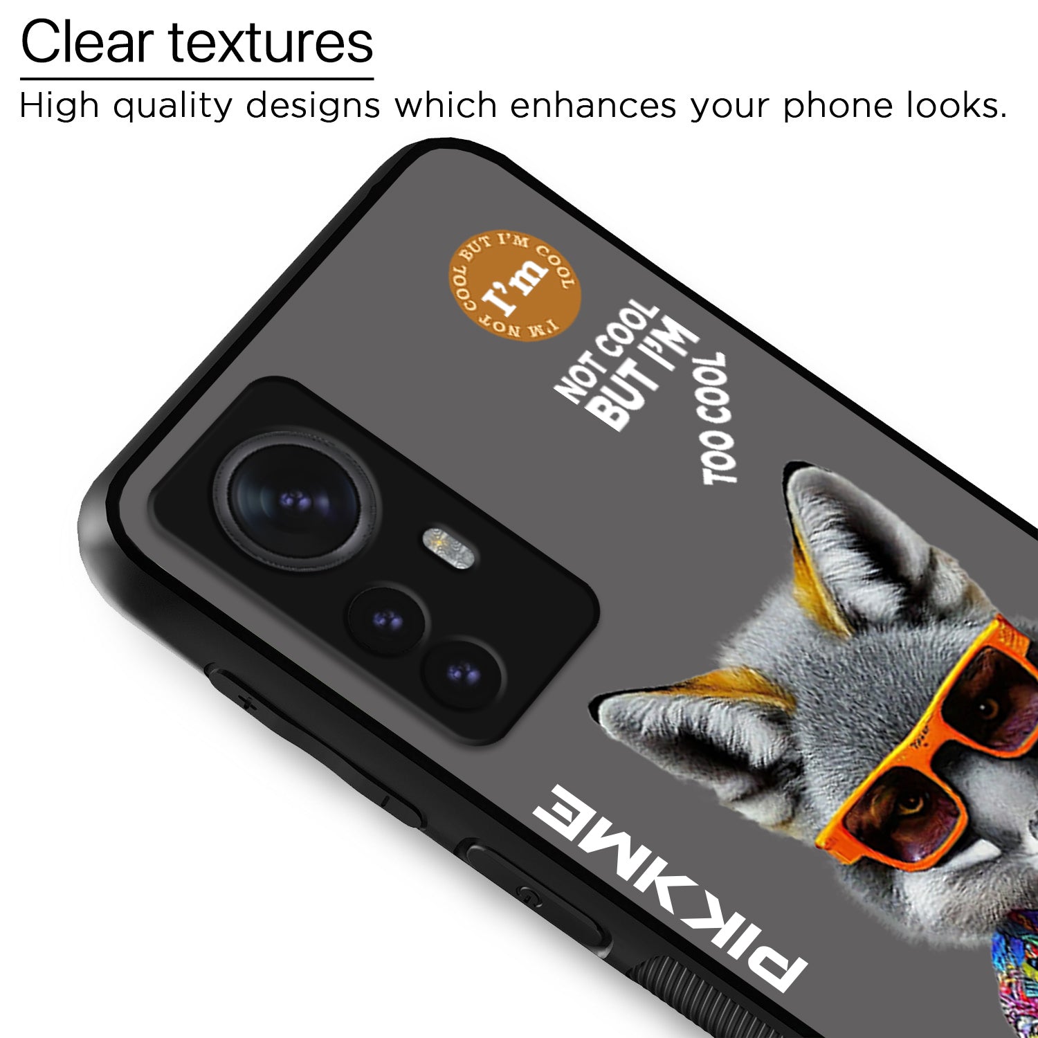 Pikkme Back Cover Pc Tpu + Printed Cool Funky Stylish Grey Wolf Swag Raised Edges Camera Protection |Bumper Case For Xiaomi 12 Pro (Design 01)