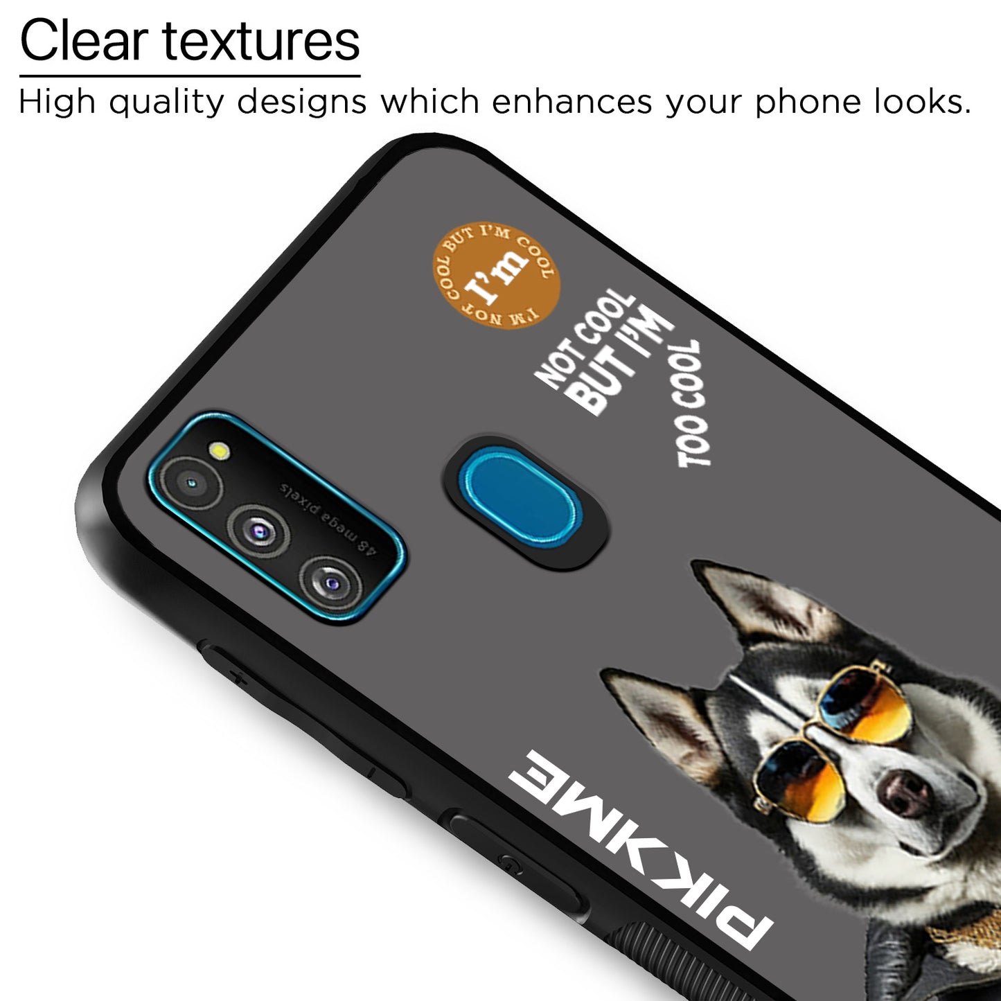 Pikkme Back Cover Pc Tpu + Printed Cool Funky Stylish Grey Dog Swag Raised Edges Camera Protection |Bumper Case For Samsung Galaxy M30s (Design 02)