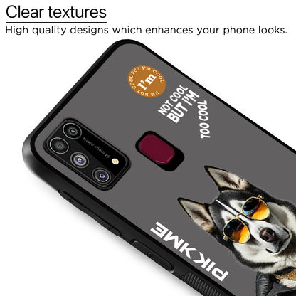 Pikkme Back Cover Pc Tpu + Printed Cool Funky Stylish Grey Dog Swag Raised Edges Camera Protection |Bumper Case For Samsung Galaxy M31 (Design 02)