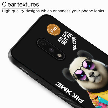 Pikkme Back Cover Pc Tpu + Printed Cool Funky Stylish Black Panda Swag Raised Edges Camera Protection |Bumper Case For OnePlus 7 (Design 05)