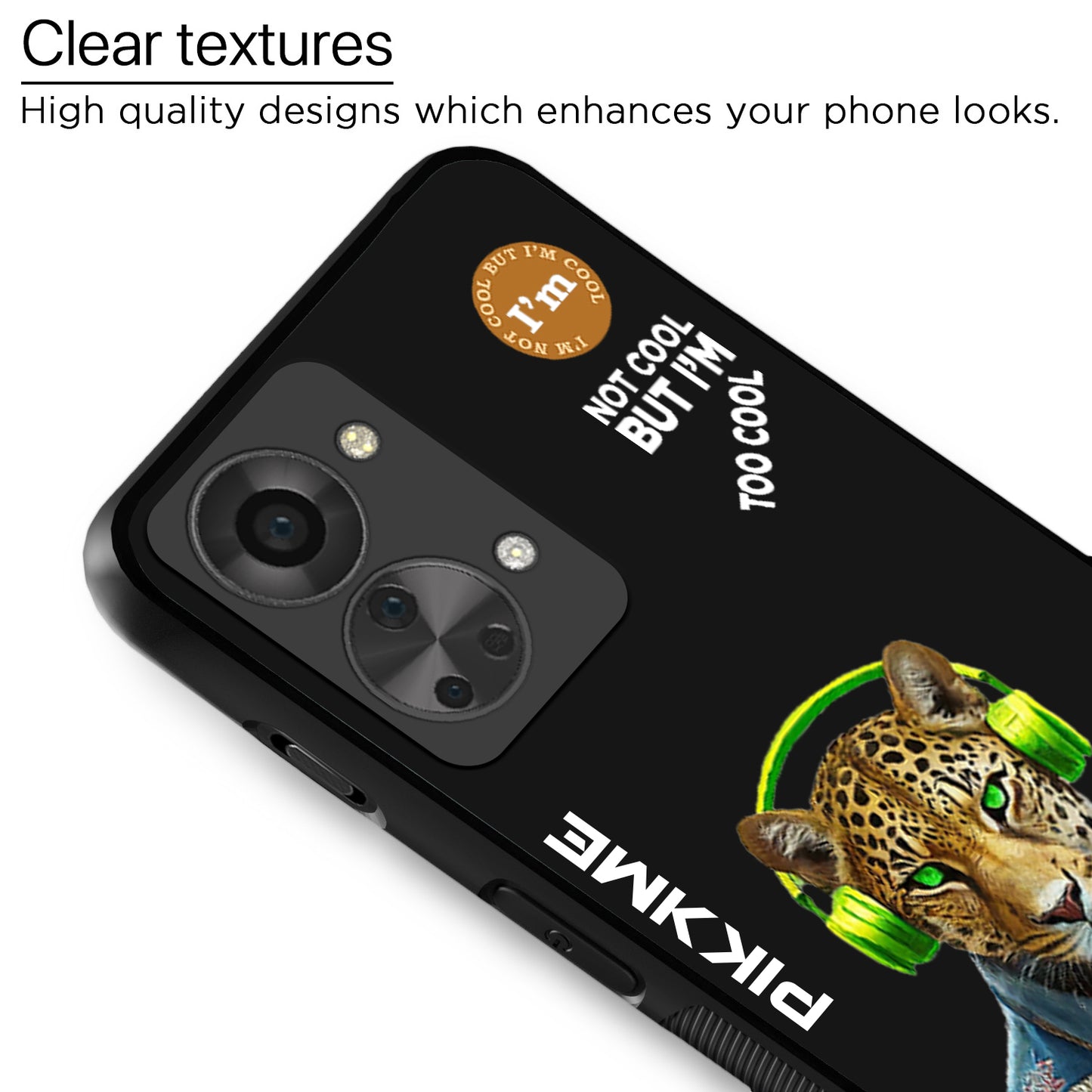 Pikkme Back Cover Pc Tpu + Printed Cool Funky Stylish Black Leopard Swag Raised Edges Camera Protection |Bumper Case For OnePlus Nord 2T 5G (Design 03)