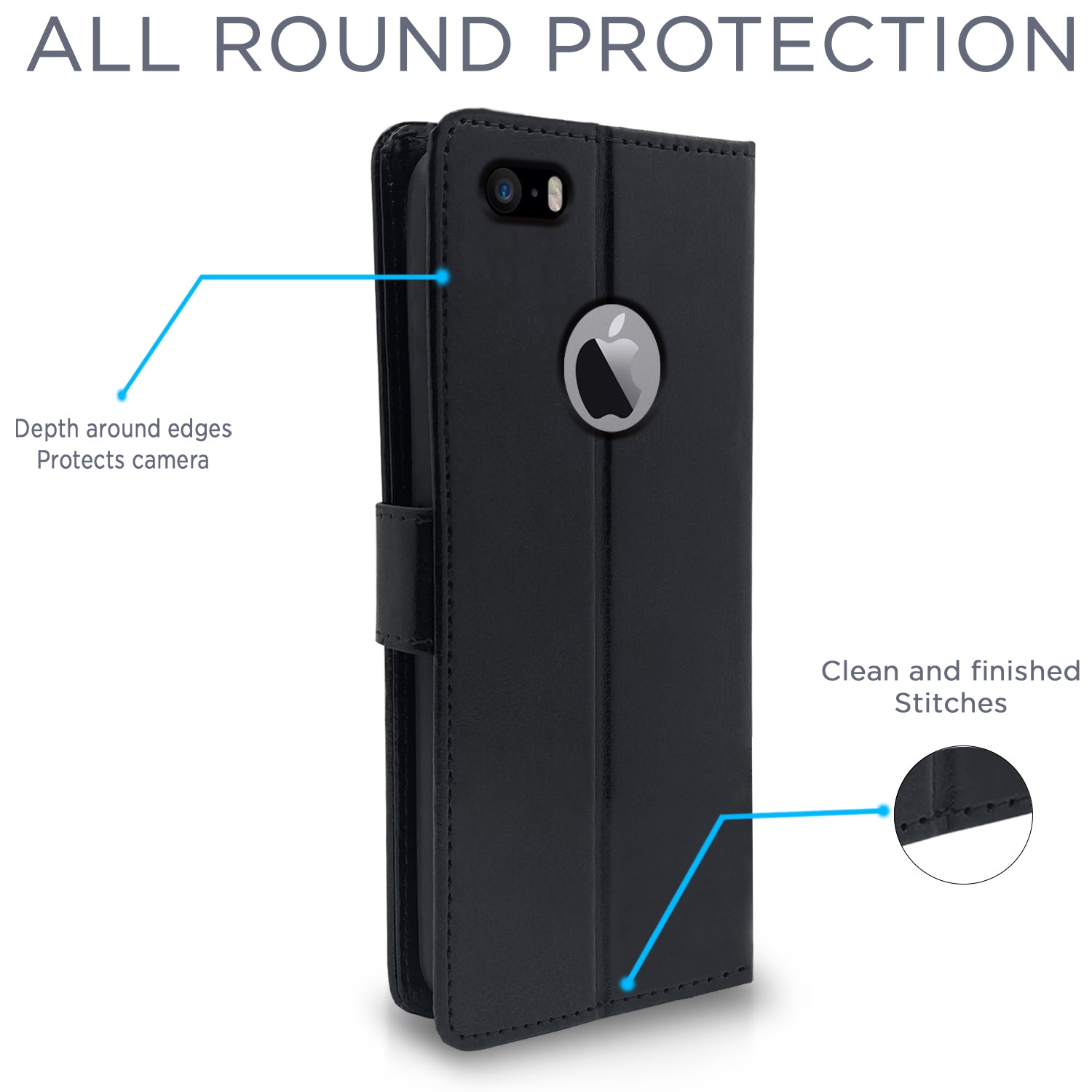 Pikkme iPhone 5 / 5s / Se Vintage Flip Cover (Black )
