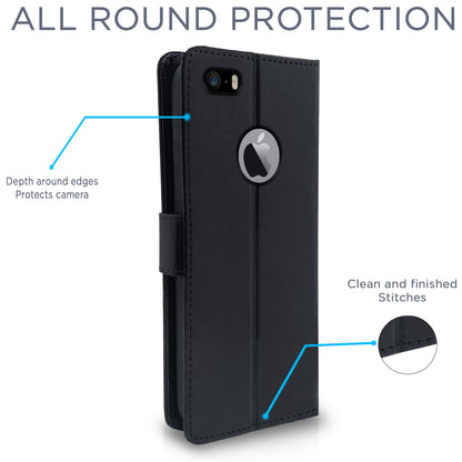 Pikkme iPhone 5 / 5s / Se Vintage Flip Cover (Black )