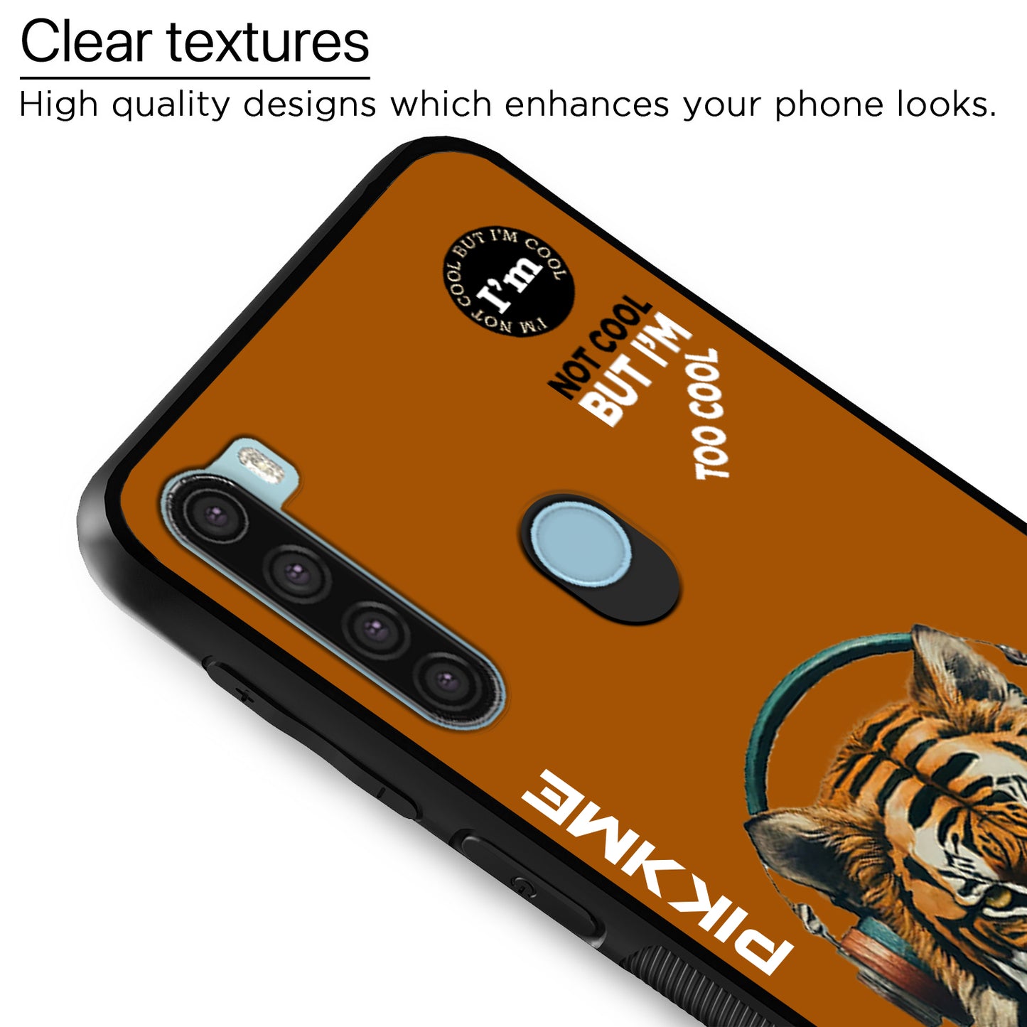 Pikkme Back Cover Pc Tpu + Printed Cool Funky Stylish Brown Tiger Swag Raised Edges Camera Protection |Bumper Case For Redmi Note 8 (Design 09)